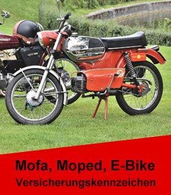 Mofa, moped, e-bike-versicherungskennzeichen